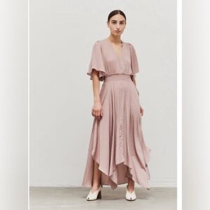 NWT GRADE & GATHER MAUVE FLUTTER SLEEVE MAXI DRESS